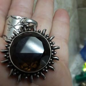 Vtg Sterling Smokey Topaz Pendant
